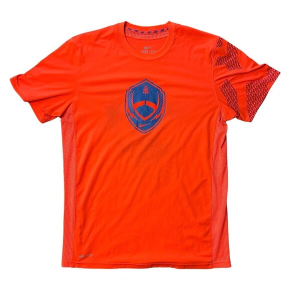 Nike Football Orange Blue Dri Fit Electric Center Tee Size Medium - Picture 1 of 9